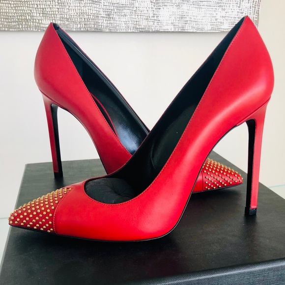 Saint Laurent Limited Edition Gold Studded Heels - Picture 1 of 8